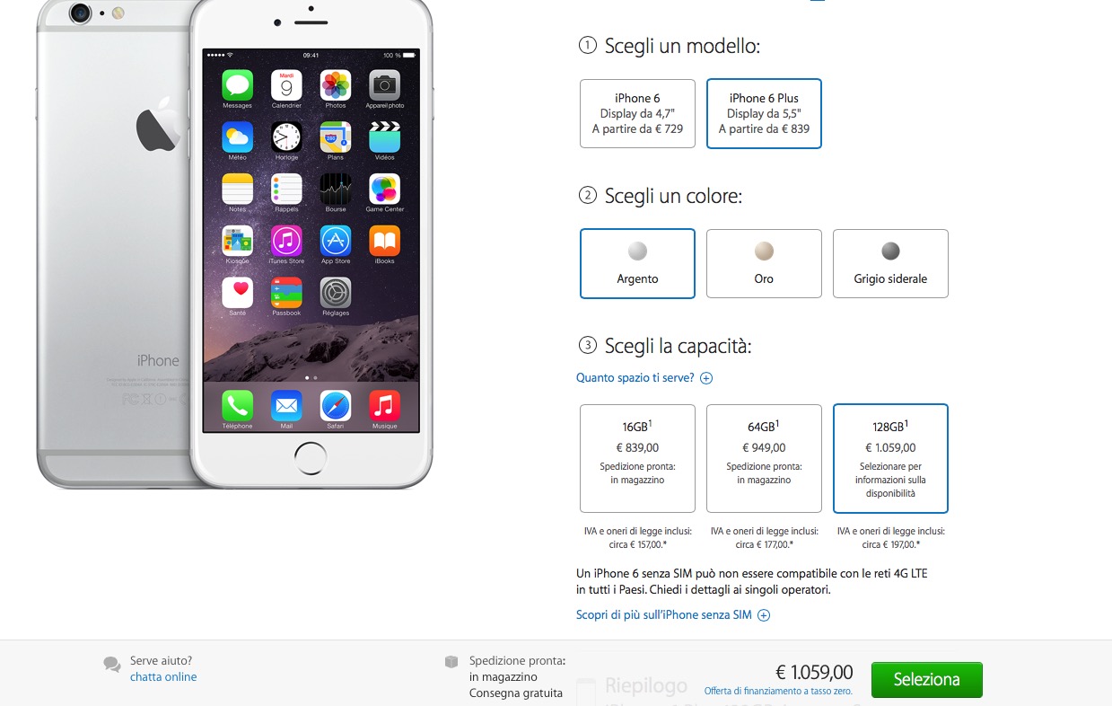 Tutti gli iPhone 6 e 6 Plus disponibili da subito su Apple Store Online