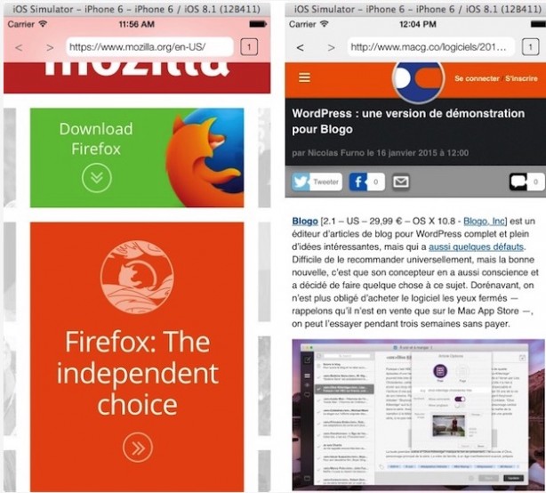 Le prime immagini di Firefox per iOS