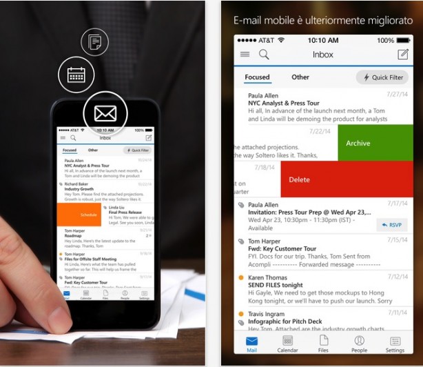 Microsoft Outlook disponibile su App Store