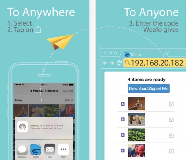 Weafo: trasferire i file al computer con le estensioni di iOS 8 e una rete WiFi
