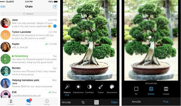 Telegram Messenger si aggiorna introducendo l’editor di foto e migliorando la sicurezza