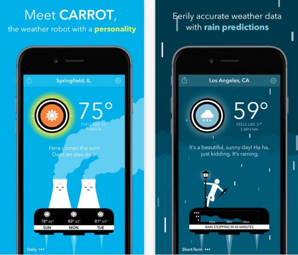 CARROT Weather: informazioni meteo dettagliate e con humor