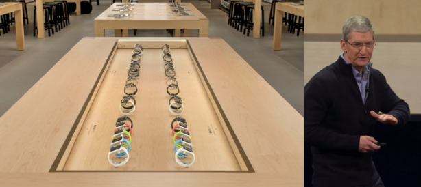 Apple ha creato nuovi espositori per provare e ricaricare l’Apple Watch