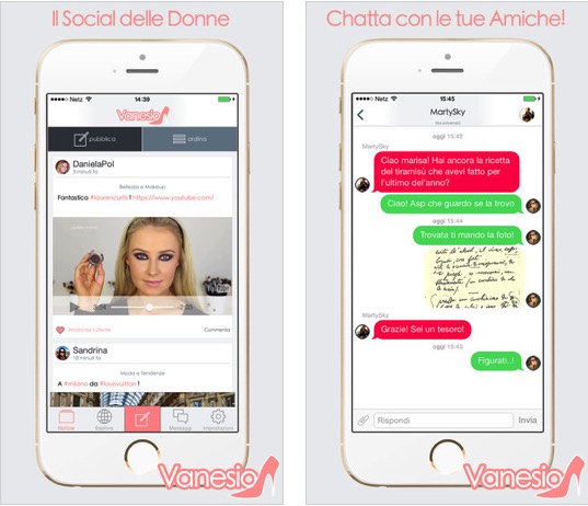 Vanesio, la prima app social dedicata unicamente alle donne!