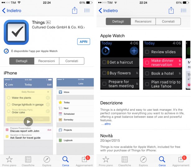 App Store Italia mostra ora le app compatibili Apple Watch con relativi screenshot