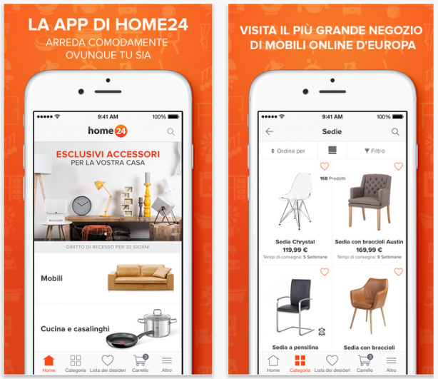 Home24: l’app per l’acquisto online di mobili, lampade ed altri oggetti per la casa