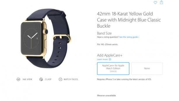 Ufficializzati i prezzi di AppleCare+ per Apple Watch: 999 dollari per il Watch Edition