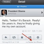 Il primo tweet del nuovo account personale del Presidente Barack Obama e stato scritto da un iPhone