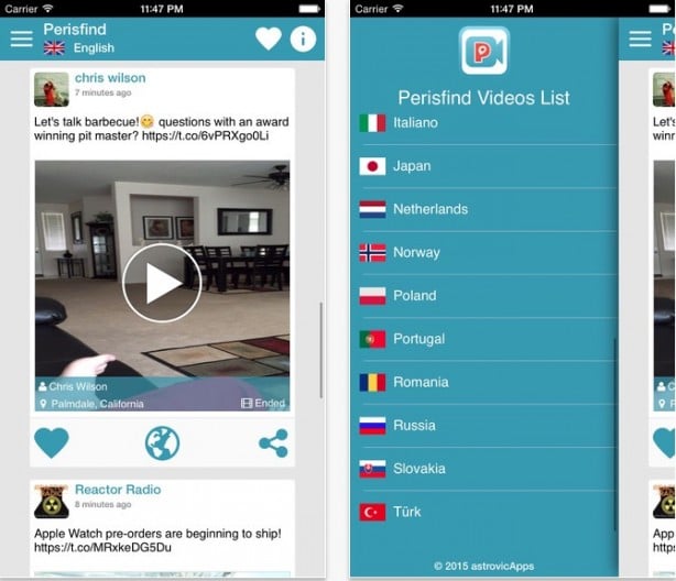 Trova tutti i video di Periscope con Perisfind, app gratuita per iPhone