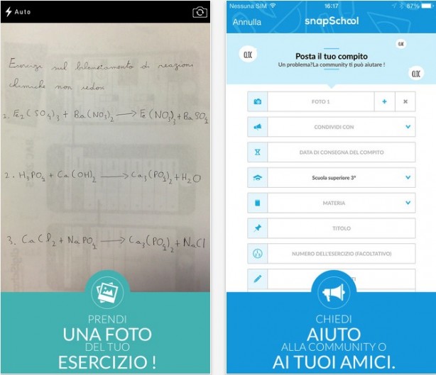 snapSchool: invia il compito, aspetta la soluzione