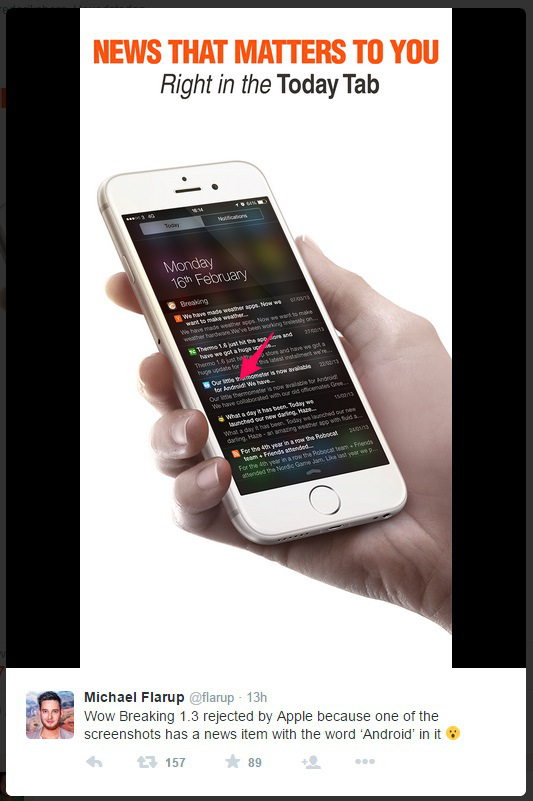 Apple rifiuta un’app per un microscopico riferimento ad Android