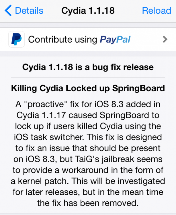 Cydia si aggiorna alla versione 1.1.18 e diventa compatibile con iOS 8.2