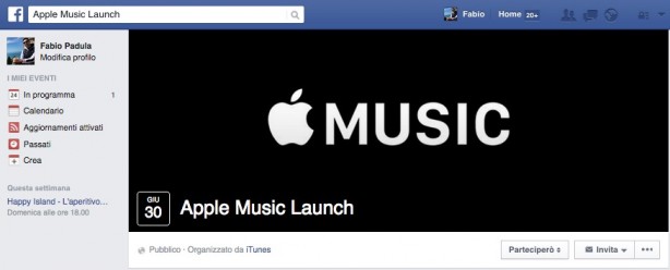 Nuovo evento Apple su Facebook avvisa i fan dell’imminente arrivo di Apple Music