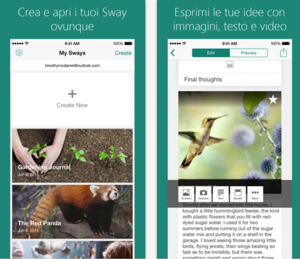 Microsoft Sway, l’app per creare presentazioni interattive