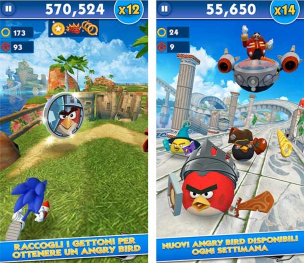 Sonic Dash: per poco tempo Angry Bird si trasforma in Sonic!