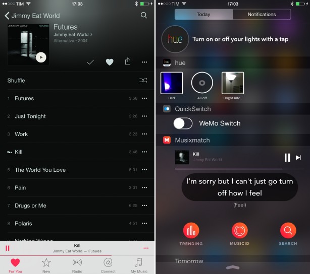 I testi delle canzoni di Apple Music, direttamente in un widget di iOS grazie a Musixmatch