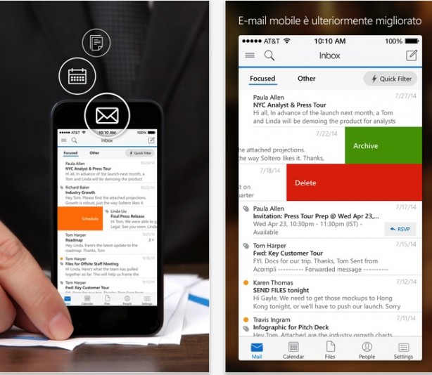 Outlook per iOS permette di aprire gli allegati Office