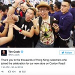 Tim Cook ringrazia i clienti che hanno aspettato l’apertura dello store “Canton Road” ad Hong-Kong