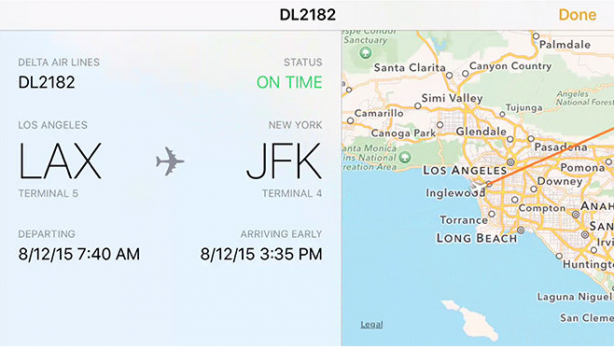 iOS 9 mostra lo stato dei voli in tempo reale
