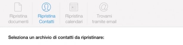 Ripristinare documenti, contatti e calendari su iCloud.com