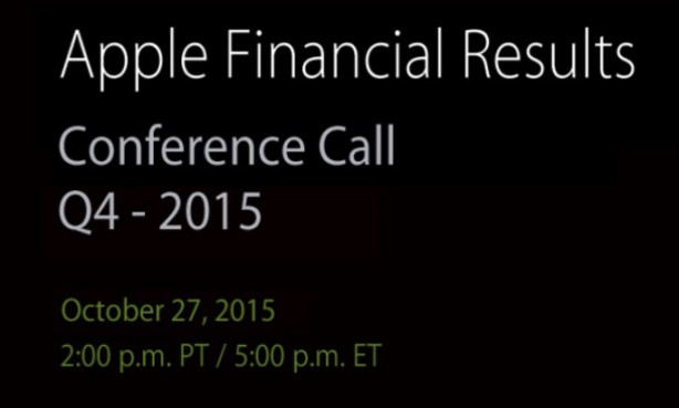 Il 27 ottobre si terrà la conferenza finanziaria Q4 2015 di Apple