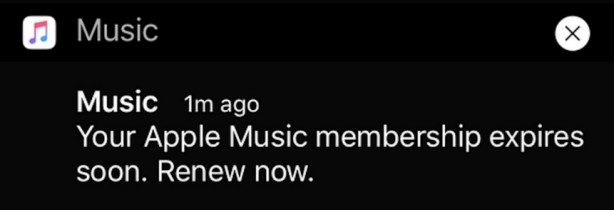 Apple Music: messaggi e notifiche per incoraggiare gli utenti a rinnovare l’abbonamento