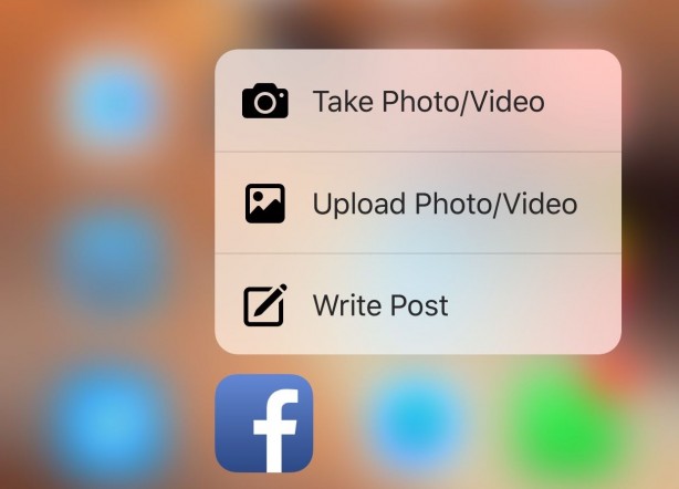 Facebook si aggiorna con il supporto al 3D Touch di iPhone 6s/6s Plus