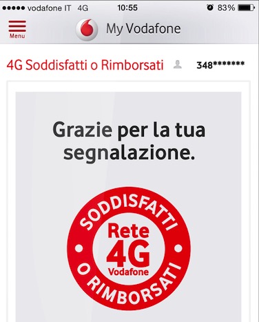 Vodafone lancia l’iniziativa “Soddisfatti o rimborsati” sulla rete 4G