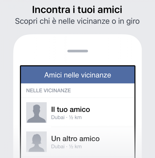 Amici nelle vicinanze di Facebook arriva anche in Italia