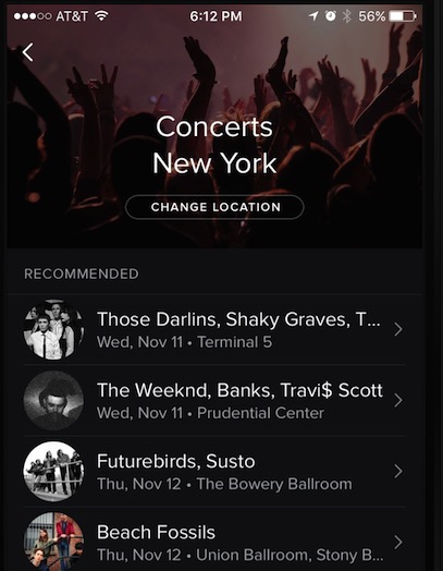Spotify ti consiglia i concerti nelle vicinanze in base ai tuoi gusti musicali