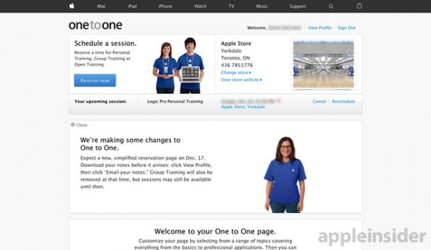 Dal 17 dicembre Apple dismetterà il “One to One Group Training”