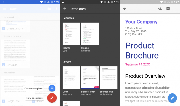 Documenti Google: arrivano i modelli su iOS e Android
