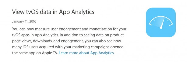 “App Analytics” disponibile anche per le app per tvOS