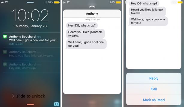 3D Touch Notifications attiva il “Peek” e il “Pop” nelle notifiche di iOS – Cydia