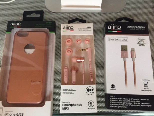 La collezione “rosa” di Aiino: auricolari Jazz, custodia Steel e cavo Lightning