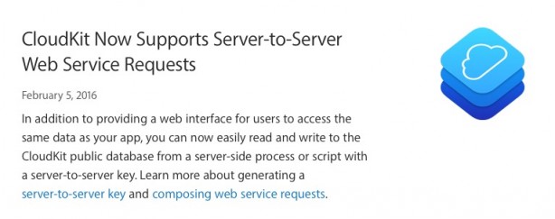 Apple aggiunge le server API su CloudKit