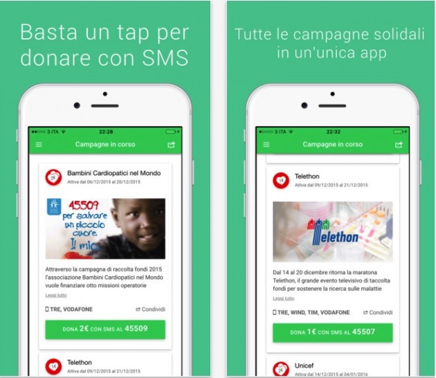 “Dona con SMS”, l’app dedicata alle donazioni solidali