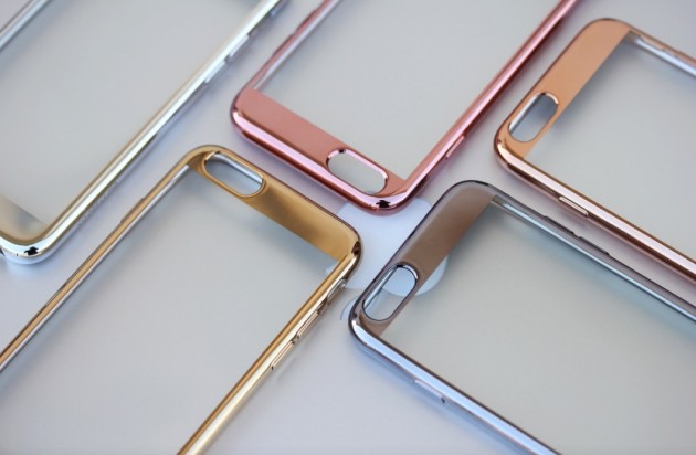 Cover flessibile ChromFlex S con bordo e bande cromate per iPhone 6/6S/Plus