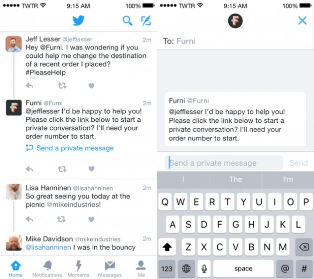 Twitter introduce nuove scorciatoie per inviare messaggi diretti alle aziende