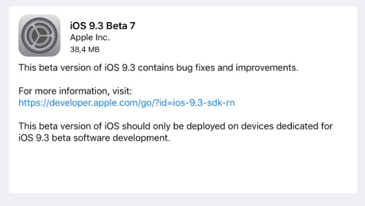 Disponibile iOS 9.3 beta 7!