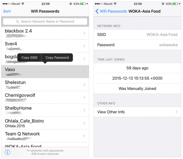 Wifi Passwords List, tutte le tue password del WiFi a portata di mano su iPhone – Cydia