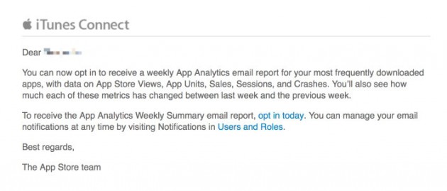 Da oggi Apple invia le statistiche sulle app anche via e-mail