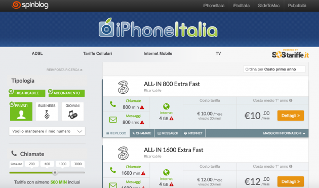 iPhoneItalia lancia il comparatore SosTariffe per telefono, mobile e ADSL!