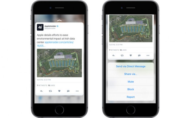 Twitter ottiene, finalmente, il supporto al 3D Touch con Peek e Pop