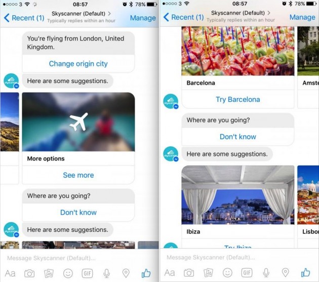 Skyscanner lancia il suo primo bot per Facebook Messenger