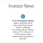 I risultati fiscali Apple del Q3 2016 saranno rivelati il 26 luglio