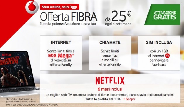 Solo oggi attivazione gratuita per due piani Vodafone ADSL