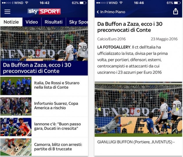 Sky Sport per iPhone è disponibile gratis su App Store