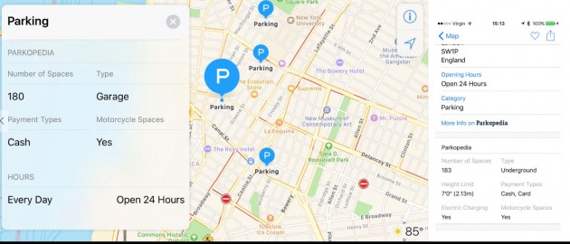 Apple Maps aggiunge le info sui parcheggi e le colonnine di ricarica per auto elettriche