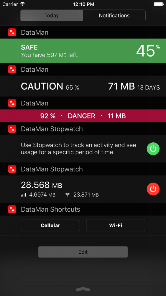 DataMan Shortcuts widget